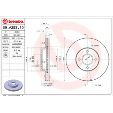 09.A293.10 BREMBO Тормозной диск