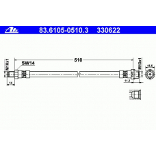 83.6105-0510.3 ATE Тормозной шланг
