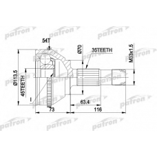 PCV1236 PATRON Шарнирный комплект, приводной вал