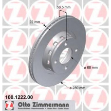 100.1222.00 ZIMMERMANN Тормозной диск