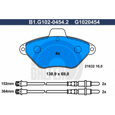 B1.G102-0454.2 GALFER Комплект тормозных колодок, дисковый тормоз