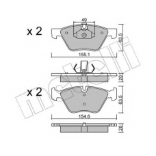 22-0557-0 METELLI Комплект тормозных колодок, дисковый тормоз