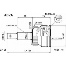 CH-016A54 ASVA Шарнирный комплект, приводной вал