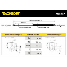 ML5457 MONROE Газовая пружина, капот