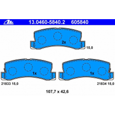 13.0460-5840.2 ATE Комплект тормозных колодок, дисковый тормоз