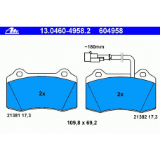 13.0460-4958.2 ATE Комплект тормозных колодок, дисковый тормоз