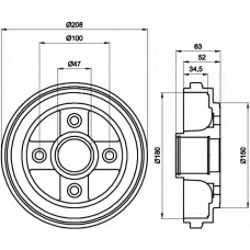 8DT 355 300-381 HELLA Тормозной барабан