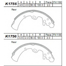 K1756 ASIMCO Комплект тормозных колодок