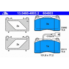 13.0460-4803.2 ATE Комплект тормозных колодок, дисковый тормоз
