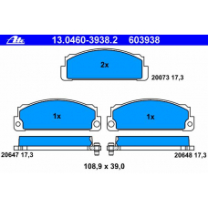 13.0460-3938.2 ATE Комплект тормозных колодок, дисковый тормоз