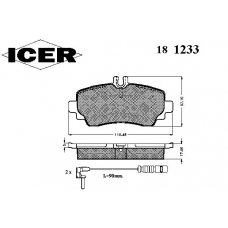 181233 ICER Комплект тормозных колодок, дисковый тормоз