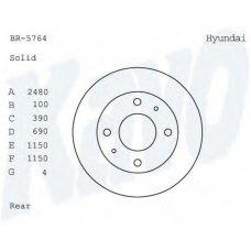 BR-5764 KAVO PARTS Тормозной диск