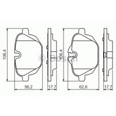 0 986 494 432 BOSCH Комплект тормозных колодок, дисковый тормоз