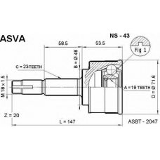 NS-43 ASVA Шарнирный комплект, приводной вал