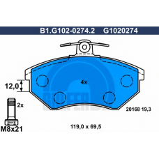 B1.G102-0274.2 GALFER Комплект тормозных колодок, дисковый тормоз
