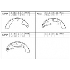 K0727 ASIMCO Комплект тормозных колодок