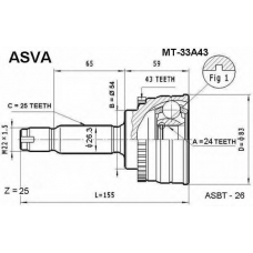 MT-33A43 ASVA Шарнирный комплект, приводной вал