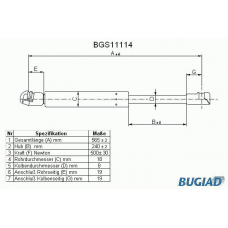 BGS11114 BUGIAD Газовая пружина, крышка багажник