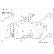 KD7521 ASIMCO Комплект тормозных колодок, дисковый тормоз