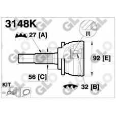 3148K GLO Шарнирный комплект, приводной вал