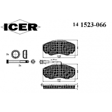 141523-066 ICER Комплект тормозных колодок, дисковый тормоз