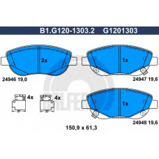 B1.G120-1303.2 GALFER Комплект тормозных колодок, дисковый тормоз