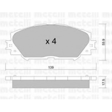 22-0747-0 METELLI Комплект тормозных колодок, дисковый тормоз