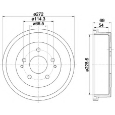 8DT 355 301-121 HELLA Тормозной барабан