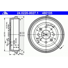 24.0220-0027.1 ATE Тормозной барабан
