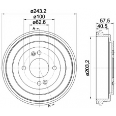 8DT 355 301-881 HELLA PAGID Тормозной барабан