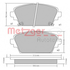 1170124 METZGER Комплект тормозных колодок, дисковый тормоз