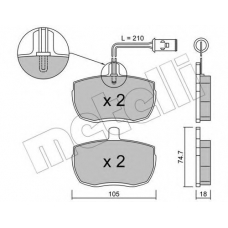 22-0016-2 METELLI Комплект тормозных колодок, дисковый тормоз