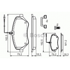 0 986 494 585 BOSCH Комплект тормозных колодок, дисковый тормоз