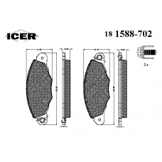 181588-702 ICER Комплект тормозных колодок, дисковый тормоз