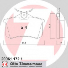 20961.172.1 ZIMMERMANN Комплект тормозных колодок, дисковый тормоз