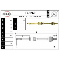 T68260 EAI Приводной вал
