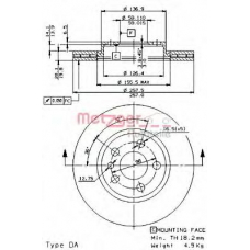 24593 E METZGER Тормозной диск