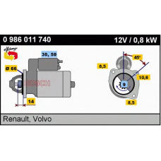 0 986 011 740 BOSCH Стартер
