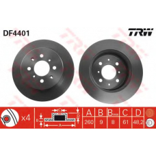 DF4401 TRW Тормозной диск
