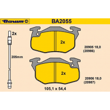 BA2055 BARUM Комплект тормозных колодок, дисковый тормоз