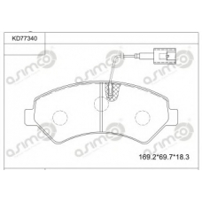 KD77340 ASIMCO Комплект тормозных колодок, дисковый тормоз