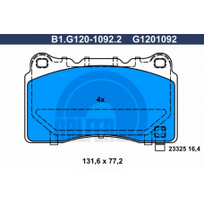 B1.G120-1092.2 GALFER Комплект тормозных колодок, дисковый тормоз