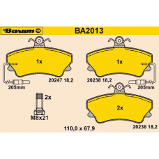 BA2013 BARUM Комплект тормозных колодок, дисковый тормоз