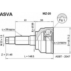 MZ-20 ASVA Шарнирный комплект, приводной вал