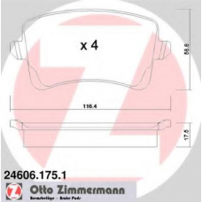 24606.175.1 ZIMMERMANN Комплект тормозных колодок, дисковый тормоз