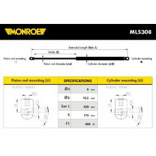 ML5308 MONROE Газовая пружина, капот