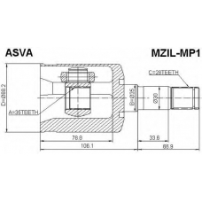 MZIL-MP1 ASVA Шарнирный комплект, приводной вал