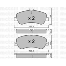 22-0825-0 METELLI Комплект тормозных колодок, дисковый тормоз