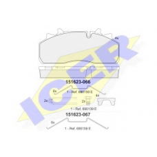 151623-066 ICER Комплект тормозных колодок, дисковый тормоз