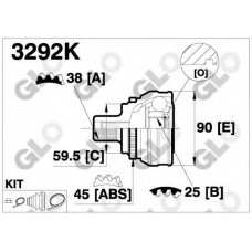 3292K GLO Шарнирный комплект, приводной вал